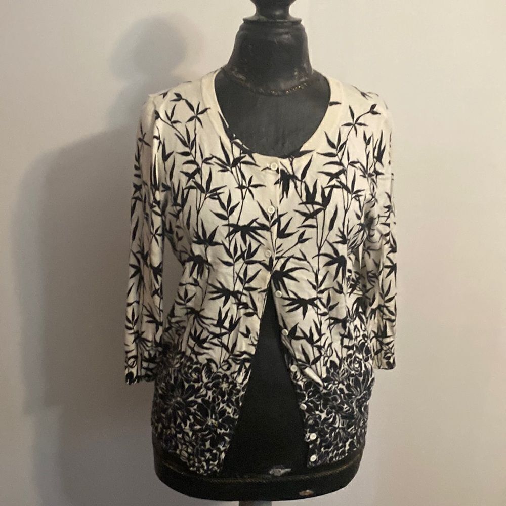Talbots button down black/white sweater, size Large